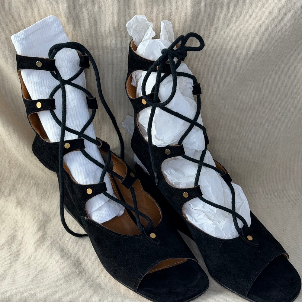 Chloe Black Suede Gladiator Foster Sandals